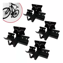 Kit 04 Suporte De Parede Mtb Speed Bike Horizontal Preto 4u