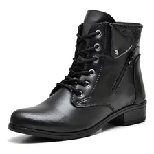 Bota Feminina Cano Curto Ziper Láteral Preto Original Dubuy