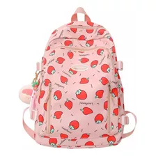 Mochilas Escolares Kawaii For Mujer, Con Estampado De Fresa