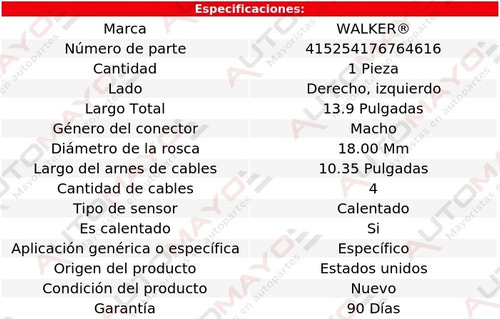 Sensor Oxgeno Izq/der Walker Yukon Xl 8 Cil 5.3l Gmc 21 Foto 6