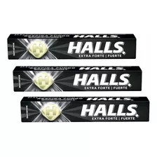 Bala Halls Extra Forte Preto 28g Pack C/3 Wxz 