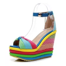 Sandálias De Salto Alto Multicolor Patchwork Peep Toe