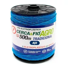 Fio Eletroplastico 500m Trançado Cerca Elétrica Rural - Azul