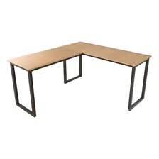 Escrivaninha Gamer Nova Decor Mesa Em L Escritório Diretor Metal E Madeira Mdp De 150cm X 75cm X 45cm X 150cm Mel 