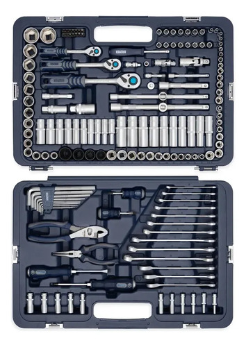 Set Herramientas Llaves Tubo Bremen Mechaniker 160pz 8010 Color Azul