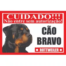 Placa Rottweiler Cuidado Cão Bravo Tamanho 20 X 30 Cm Mod4