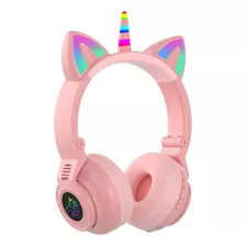 Audífonos Bluetooth Unicornio Oreja Con Luz Led Y Micrófono