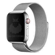 Pulseira Aço Milanês Milanese P/ Apple Watch 42mm 38mm 44mm Cor Prata Largura 40 Mm