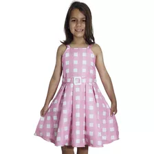 Vestido Infantil De Festa Aniversário Xadrez Quadriculado