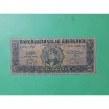 Billete 5 Banco Nacional De Costa Rica, Buen Estado.