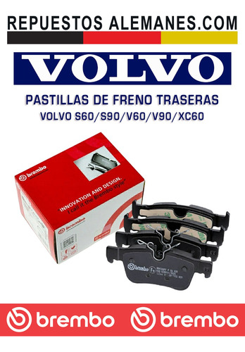 Pastillas De Freno Trasera Volvo S60 S90 V60 V90 Xc60 Brembo Foto 2