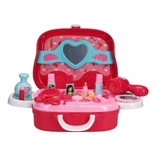 Kit Maleta Beleza Maquiagem Brinquedo Rosa Carrinho Salão 