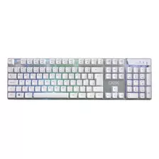 Teclado Gamer Oex Prismatic Tc205 Qwerty Português Brasil Cor Branco Com Luz 6 Cores