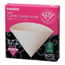 Filtro De Papel Natural V60 Para Café N2 Hario 40un