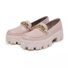 Sapato Feminino Mocassim Oxford Tratorado Blogueira