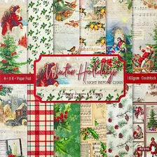 24 Hojas De Papel De Scrapbook Patrones Navideños, Pap...