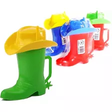 Vaso Infantil Bota C Sombrero Sorbete Cowboy X25 Unidades