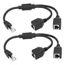 2 Cables Divisores Ethernet Rj45 (1 Macho A 2 Hembras) Para