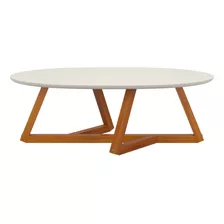 Mesa De Centro Sala Classic Oval Com Pés Em Madeira Maciça 