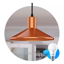 Campana Lampara Colgante Industrial Led Cobre + Lampara