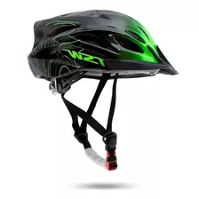  Capacete Ciclismo Bike Mtb Tsw Led Traseiro Preto Verde M