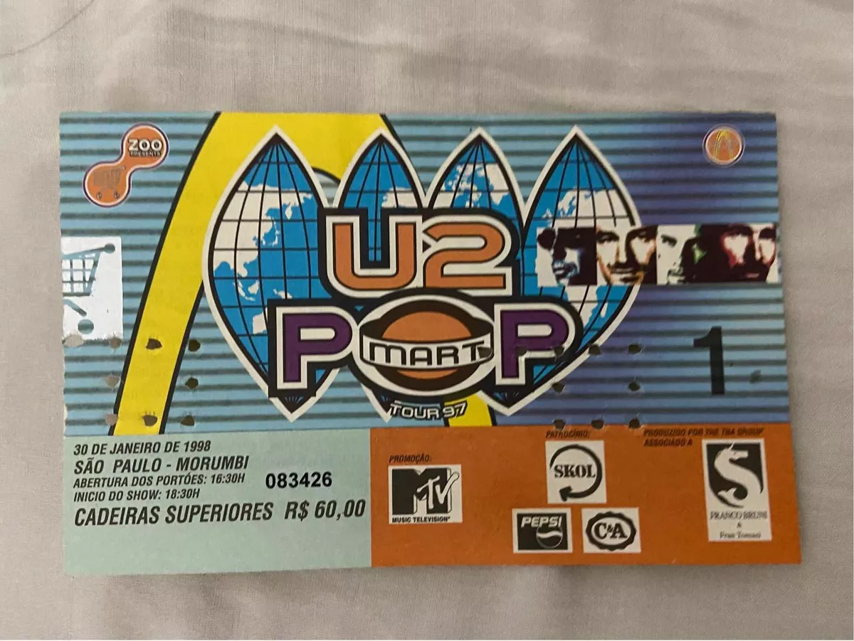 Ingresso Original Show U2 Pop Mart Tour 1998 São Paulo Morum