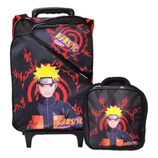 Kit Mochila Rodinha Infantil Naruto + Lancheira Termica