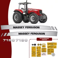 Kit Adesivos Faixas Compatível Massey Ferguson Trator 7180