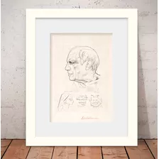 Quadro Picasso Caricatura 56x46cm Vidro + Paspatur W2651