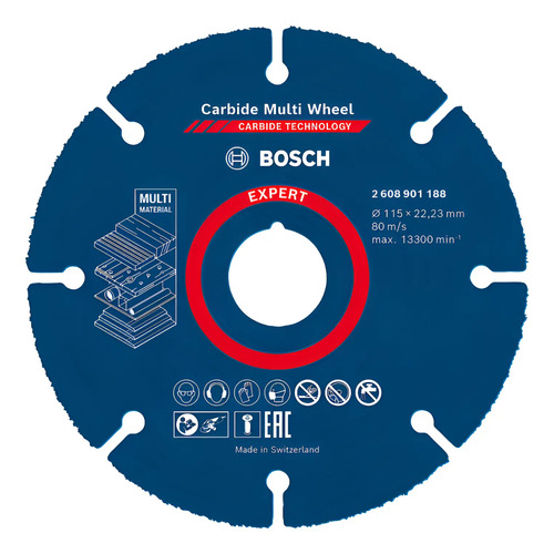 Disco De Corte Amoladora 115mm Madera Metal Clavos Pvc Bosch Dgm Azul