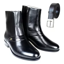 Bota Botina Masculina Couro Cano Médio Original Brinde Cinto