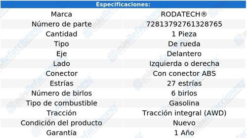 1 Maza De Rueda Del Ascender V8 5.3l 03 Al 06 Rodatech Foto 5