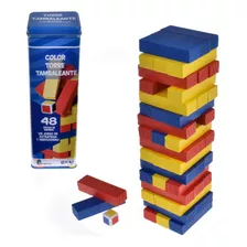 Juego Equilibrio Bloques De Colores Con Dado En Caja Metalic