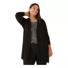 Cardigan Em Canelado De Viscose Malwee Plus Preto