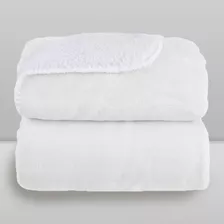 Cobertor Donna Bebê 110x90 Cm Branco Microfibra Com Sherpa