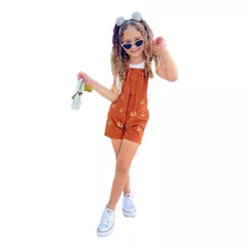 Roupa Infantil Menina Jardineira Shorts + Cropeed Luxo