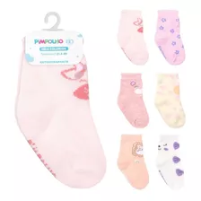 Meia Pimpolho Bebê Menina Kit 6 Pares Infantil Tam. 21-25