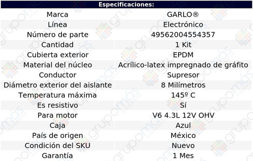 Cable Bujia Garlo Electronico Parisienne V6 4.3l 12v Ohv 85 Foto 2