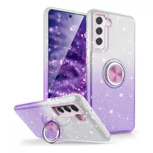 Funda Para Samsung Galaxy S22 - Blanca/violeta/glitter