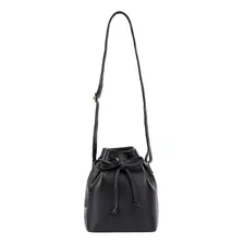 Mini Bolsa Saco De Couro Nathy Cor Preto