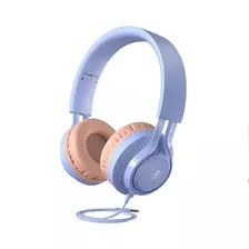 Auriculares Fingertime Cable Mic Con Limitador Volumen Niños Color Celeste