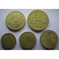 Moedas De 0,10/0,20/0,50, 1 E 2 Cruzeiros De 1945 Ref. 0231