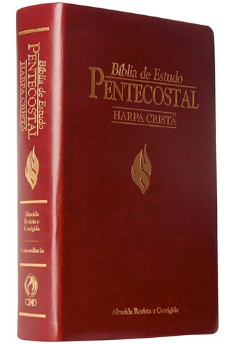 Bíblia De Estudo Pentecostal Com Harpa Média Luxo Vinho