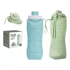 2pc Botella De Agua Plegable Silicon Viaje Oficina Deportiva