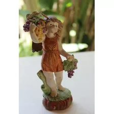 Bibelô, Antiga Estatueta De Menina Com Uvas, Santini