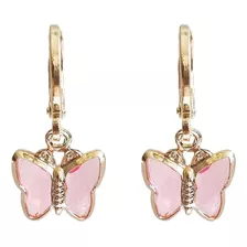 Argolinha Argola Borboleta Rosa Banho Ouro 18k Semijoa