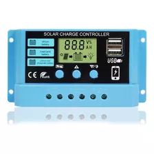 Controlador De Carga Solar Pwm 30a 12/24v Visor Lcd Com Usb