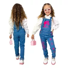 Macacão Jeans Moda Infantil Menina Luxo Blogueira Barbie