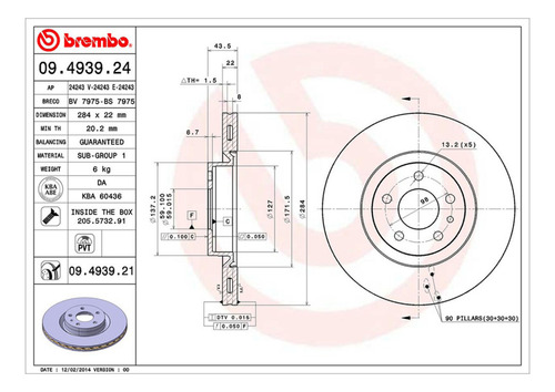 Par Discos Brembo Alfa Romeo 147 Ti 2004 Delantero Foto 2