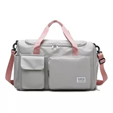 Maleta Gym Ejercicio Bolsa Viaje Casual Moda Morral Bcel Am7 Color Gris Con Rosa